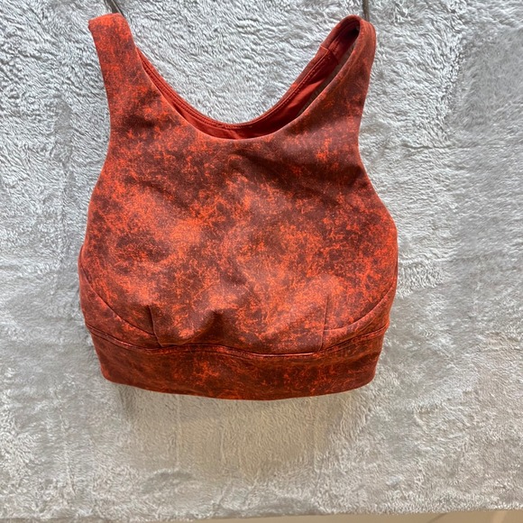 Womens Orange & Red Tie Dye Sports Bra Tank Top Athletic Workout Yoga Fitness - Picture 2 of 6